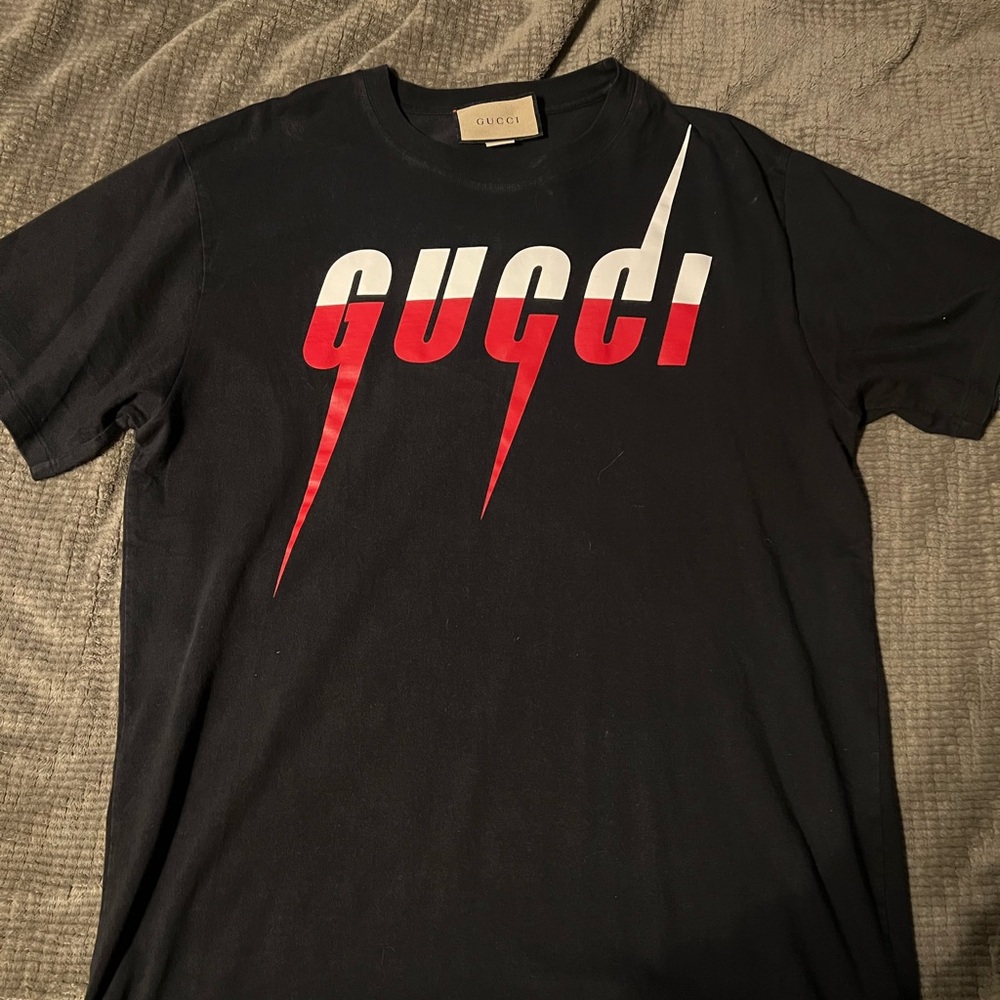 Gucci Black Tee with Bold Red Accents